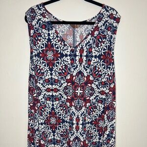 Red, White, Blue Patterned Dress